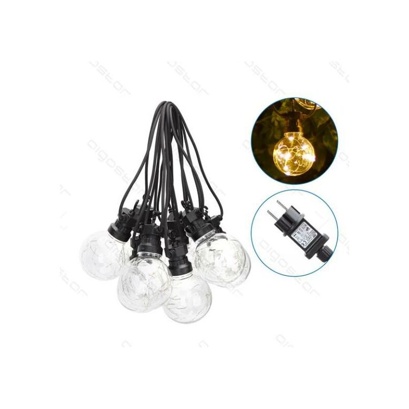 

Guirnalda LED 10 bombillas transparentes blanco cálido 8M