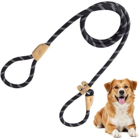 Guinzaglio a lazo per cani - Corda in nylon da 1,5 m x 0,8 cm, con collare a lazo, guinzaglio lungo da addestramento adatto a cani di taglia media, resistente, adatto all'uso quotidiano e all'addestra