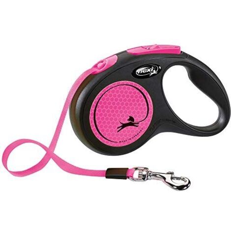 Guinzaglio a nastro TRIXIE flexi New NEON - Taglia S - 5m - Rosa fluo