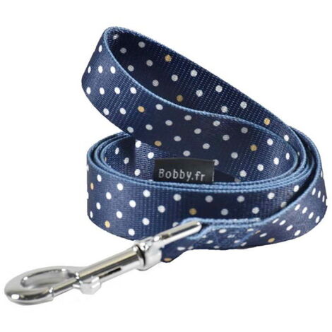 Guinzaglio blu 1,6 x 100 cm: Guinzaglio in nylon blu decorazioni a pois bianchi modello Pretty per cani