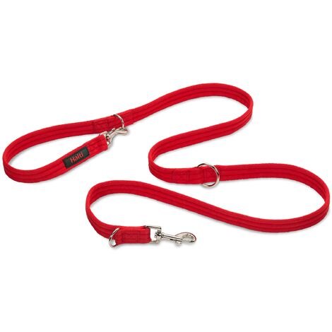 Guinzaglio doppio HALTI - guinzaglio multifunzionale per addestrare e camminare con il cane. Leggero e imbottito in neoprene Adatto per cuccioli (taglia L, rosso, 2 m)