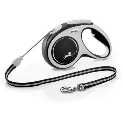 Guinzaglio estensibile a corda Flexi New Comfort Cord con manico ergonomico per cani: Nero M 5 metri