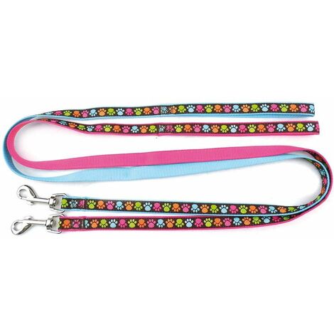 Guinzaglio in nylon con moschettone in metallo Linea Zampine per cani: 1,6 x 120 cm Guinzaglio - Azzurro