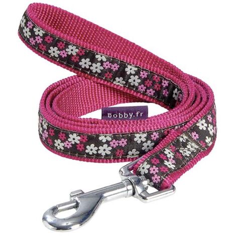 Guinzaglio in nylon rosa decorato con fiori Bobby Flower per cani: 2 x 100 cm