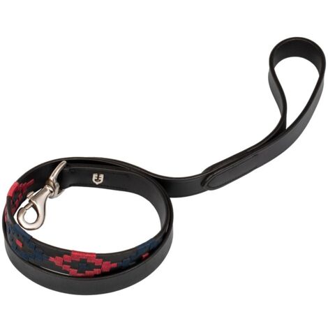 Guinzaglio per cane modello Polo S con motivo geometrico blu e rosso - Nero