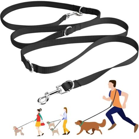 Guinzaglio per cani, 2,4 m regolabile in nylon, doppio guinzaglio per cani di piccola, media o grande taglia, guinzaglio a mani libere