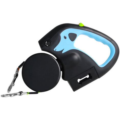 Guinzaglio per cani con luce LED - Doppio guinzaglio retrattile da 3 metri - Adatto per 2 cani, anti-groviglio - Guinzaglio girevole a 360°, ideale per cani di piccola e media taglia fino a 11,4 kg - 