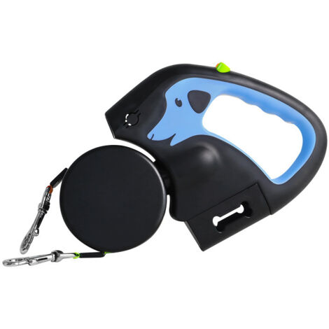 Guinzaglio per cani con luce LED - Doppio guinzaglio retrattile da 3 metri - Adatto per 2 cani, anti-groviglio - Guinzaglio girevole a 360°, ideale per cani di piccola e media taglia fino a 11,4 kg - 