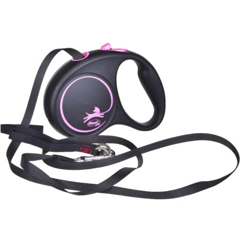 Guinzaglio per Cani Flexi BLACK DESIGN Nero Rosa S