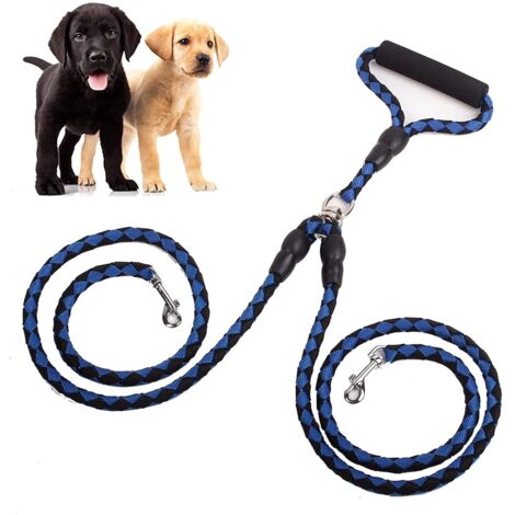 guinzaglio per cani, guinzaglio doppio per cani, guinzaglio doppio per cani da 1,4 m per 2 cani di piccola e media taglia per passeggiate e addestramento (nero e blu)