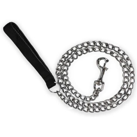 Guinzaglio per cani in acciaio con catena, guinzaglio per cani resistente, manico in pelle PU per cani 120 cm