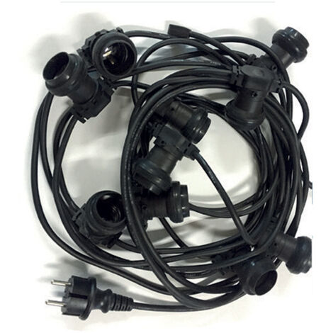 Guirlande type guinguette 20M de 20 douilles E27 et câble noir H07RN-F 2x1,5mm2 IP44 230V - 600885 - Fox Light