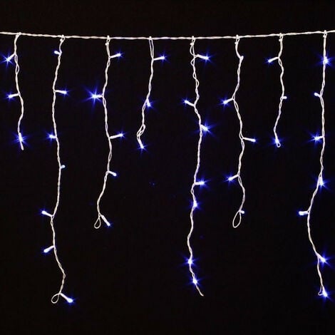 Guirlande 120 LED tombée de neige bleu fil transparent - Bleu - Bleu. Fil transparent
