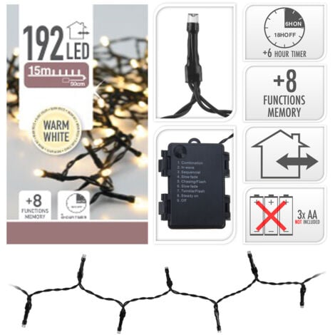 Guirlande 192 led blanc chaud 14m