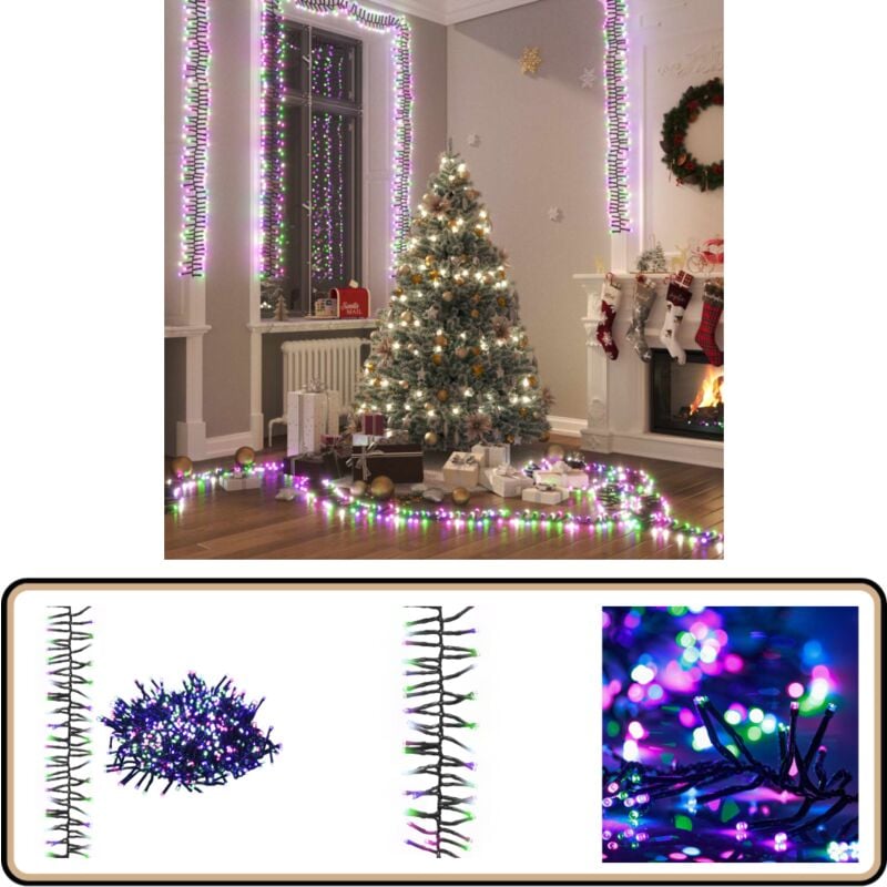 Guirlande à LED groupées 2000 LED Multicolore pastel 17 m PVC - Guirlande Lumineuse Noel - Guirlande Led - Decoration Noel - Lumieres Festives