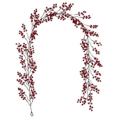 Guirlande artificielle de Noël à baies rouges de 1,95 m (6,39 pi) pour décoration de Noël
