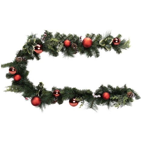 Guirlande artificielle Sapin avec déco Boules , Houx, Pommes de pin L 200 cm - Feeric Christmas