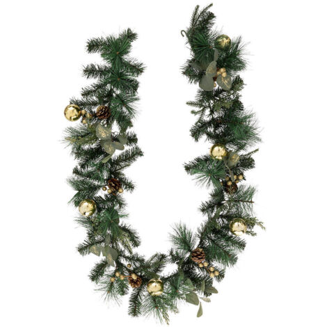 Guirlande artificielle Sapin avec déco Eucalyptus et Pomme de Pin L 200 cm - Feeric Christmas