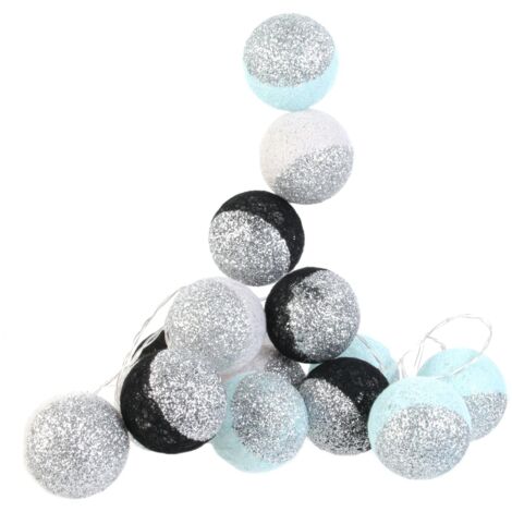 GUIRLANDE BOULE 16LED NOIR BLEU GLITTER 6X300CM M8