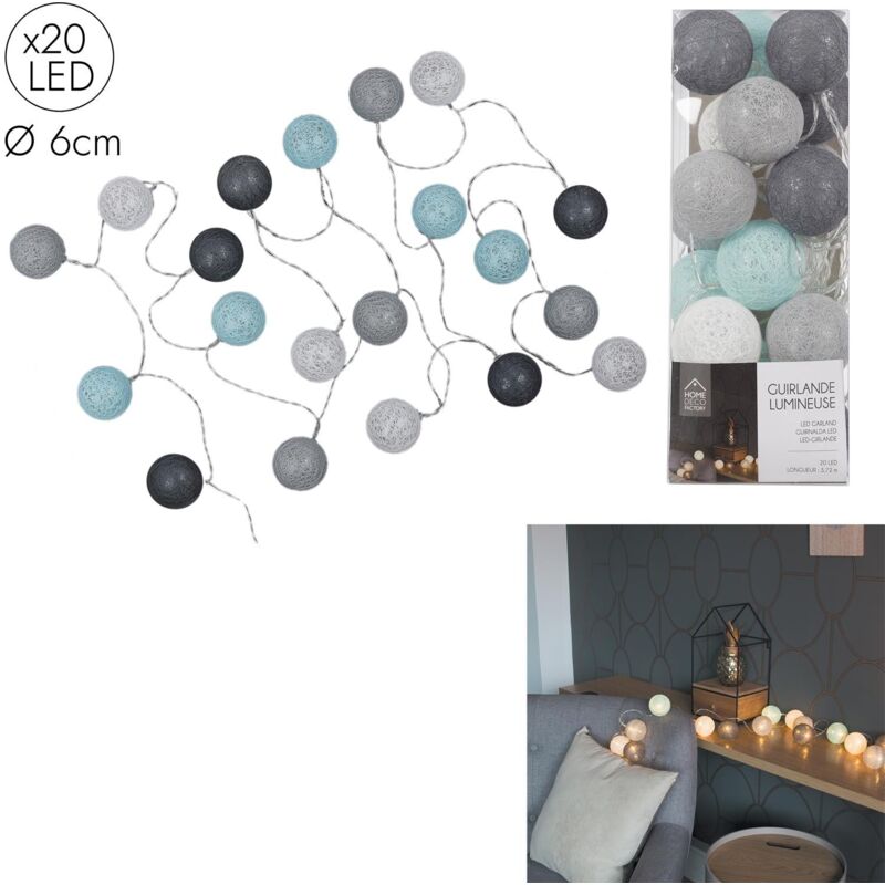 Mobilibrico - guirlande boule bleu gris 20 led D6CM 3M72 M8