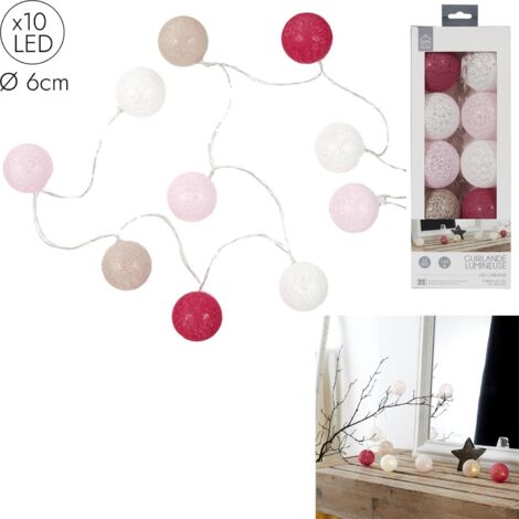 GUIRLANDE BOULE ROSE 10 LED D6CM 1M92 M12