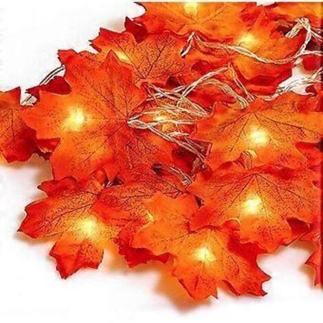 Guirlande d'automne, décoration automnale, 20 guirlandes lumineuses, guirlande de feuilles d'automne, décoration d'Halloween et de Noël, décoration de Thanksgiving, décoration murale