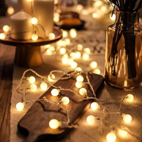 Guirlande de 200 lampes LED sphériques, 20 mètres, lumière blanche chaude, guirlande féerique, adaptée pour chambre, terrasse, mariage, fêtes et décoration de Noël intérieure et extérieure