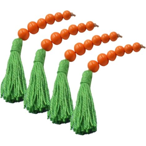 Guirlande de 4 perles en bois en forme de carotte avec pendentif suspendu