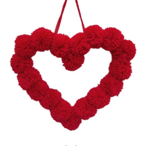Guirlande de boules de fourrure décorative pour la Saint-Valentin - Décoration en peluche en forme d'amour