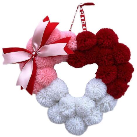 Guirlande de boules de fourrure pour la Saint-Valentin, décoration en peluche en forme d'amour D