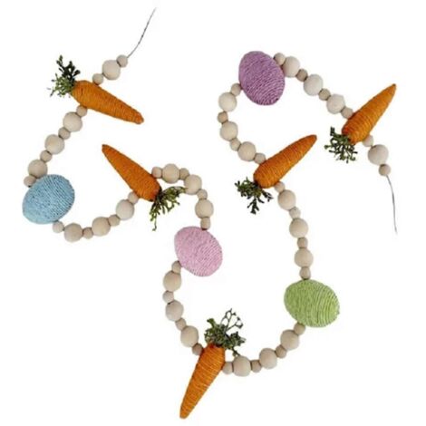 Guirlande de carottes et lapin de Pâques, bannière « Joyeuses Pâques »
