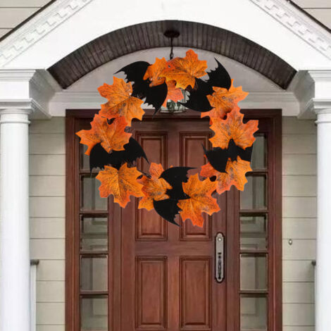 Guirlande de chauve-souris, décoration de Thanksgiving pour Halloween, pendentif, décorations de bar, fenêtre, porte suspendue, guirlande de feuilles d érable pour Hallowee