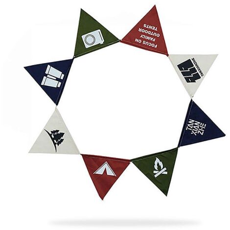 Guirlande de fanions triangulaires en coton, 16 fanions décoratifs, idéale pour décorer une tente de camping.