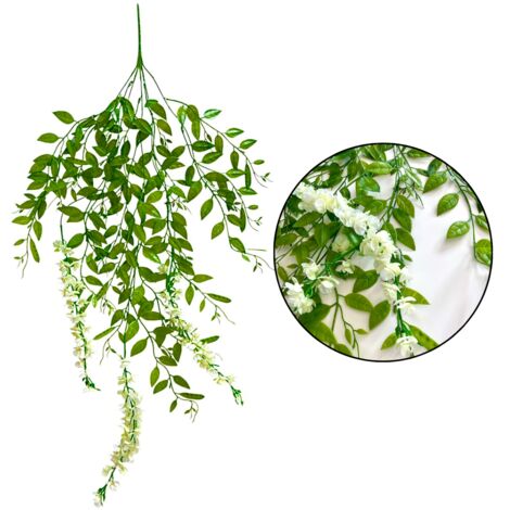 Guirlande de feuilles de Ruscus et de Glycine Blanche 100 cm