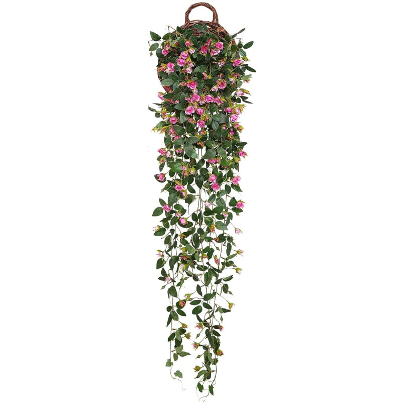 Guirlande de fleurs artificielles de 1,25 m, fausses roses, lierre artificiel, paniers suspendus, décoration de jardin pour arche de mariage (panier
