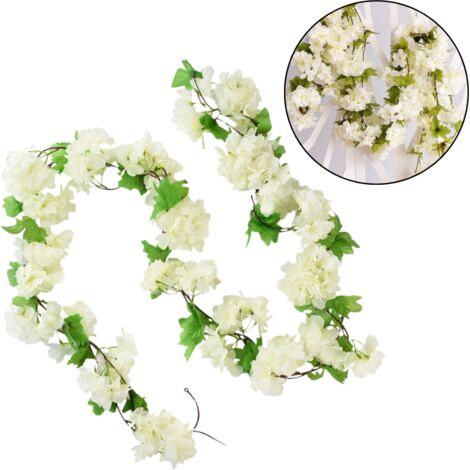 Guirlande de fleurs de cerisier 220 cm - blanche