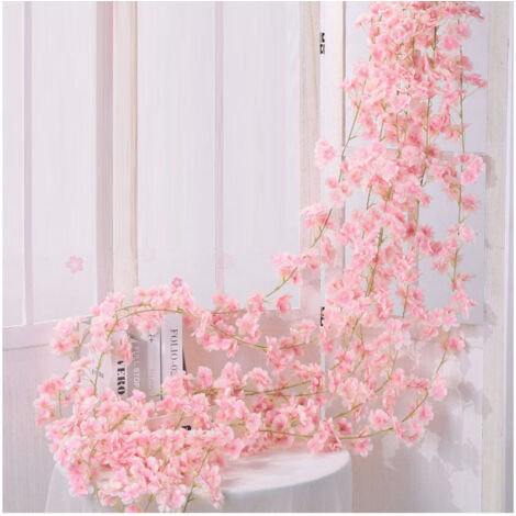 Guirlande de Fleurs de Cerisier Artificielles 1,8m - Décoration Murale Rose Clair pour Mariage, Fête Printanière ou Salon