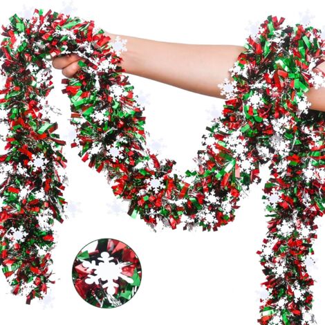 Guirlande de flocons de neige de Noël, idéale pour suspendre des décorations pour Noël, mariages, fêtes, décoration d'intérieur, 10 m