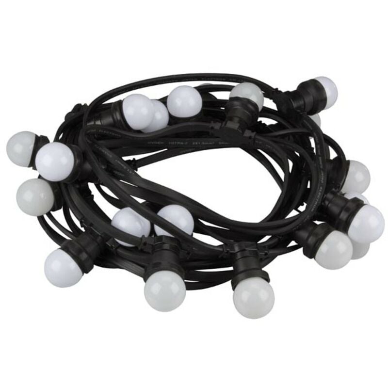 HQ-Power Guirlande lumineuse, 20 ampoules led, blanc chaud, E27, pour intérieur et extérieur, 11 m