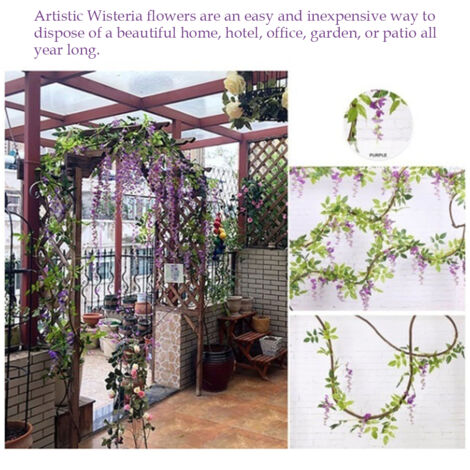Guirlande de Glycine Artificielle pour Décoration Murale, Arche de Mariage, Jardin et Cérémonie - Décoration Florale Simulée Suspendue