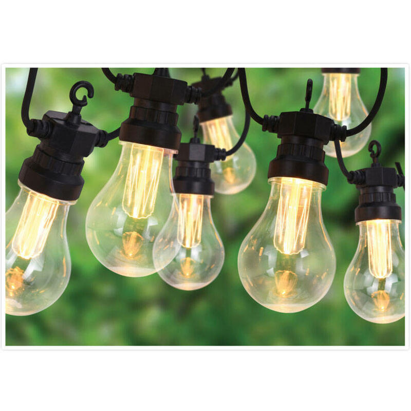Guirlande de jardin extérieure, 10 led, 7,5 m