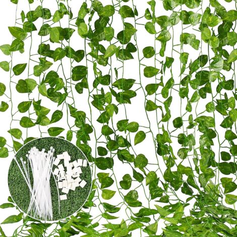 Guirlande de lierre artificiel - 12 pièces de 2 m, feuillage vert aneth artificiel, pour la décoration intérieure et extérieure (mariage, balcon, cuisine, jardin, bureau).
