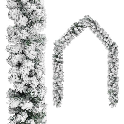 Guirlande de Noël avec neige floquée-Décoration de Fête pour Noël Vert 20 m PVC 542170