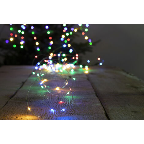 Feeric Christmas - Guirlande lumineuse d'extérieur Copper 100 MicroLED Blanc froid sur 10 Mètres avec 8 jeux de lumière