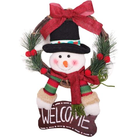 Guirlande de Noël de 20 cm, pendentif décoratif de guirlande de Noël - Pendentif anneau en rotin pour poupée de Noël