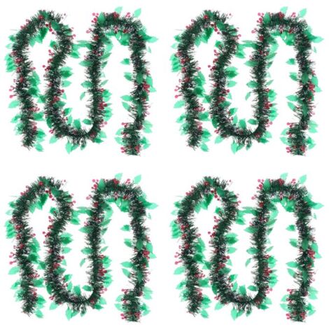 Guirlande de Noël décorée 2m Houx et Baies - Lot de 4 - SILUMEN