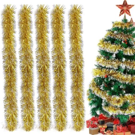 Guirlande de Noël dorée, lot de 5 guirlandes de Noël dorées