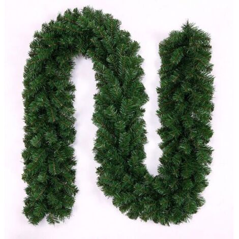 Guirlande de Noël en rotin artificiel à suspendre pour porte d'entrée, cheminée, escalier, décoration de Noël (vert 1)