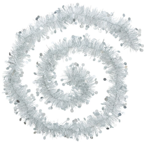 Guirlande de Noël large 10 cm Argent et Blanc avec pastilles Longueur 2 mètres - Feeric Christmas