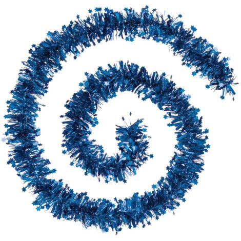 Guirlande de Noël large 10 cm avec étoiles Laser Bleu Acier Longueur 2 mètres - Feeric Christmas